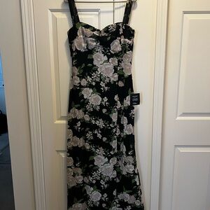 Lulu's Black and Cream Floral Maxi Dress